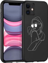 iMoshion Design voor de iPhone 11 hoesje - Abstract Vrouw - Wit / Zwart