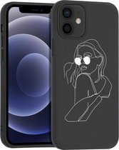 iMoshion Design voor de iPhone 12 Mini hoesje - Abstract Gezicht - Zwart / Wit
