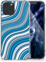 Shockproof Case iPhone 12 Pro Max Telefoon Hoesje met doorzichtige rand Golven Blauw