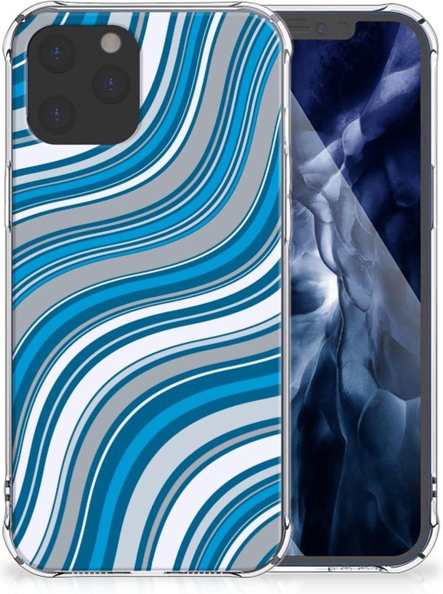 iPhone 12 Pro Max Doorzichtige Silicone Hoesje Waves Blue