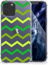 Telefoon Hoesje iPhone 12 Pro Max Back Cover Siliconen Hoesje met transparante rand Zigzag Groen