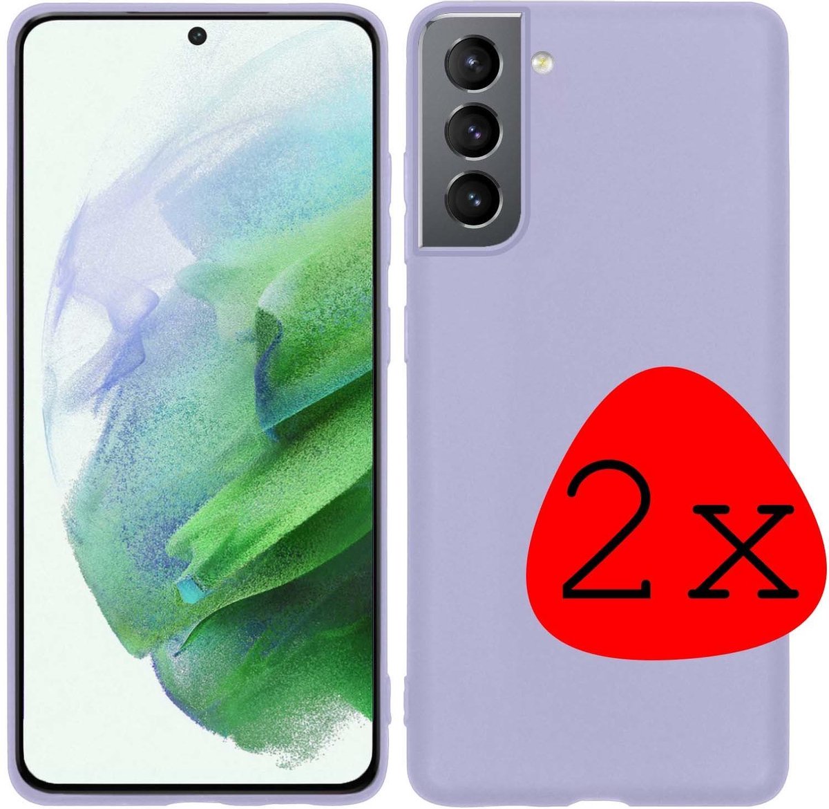 Hoesje 2 Stuks - Geschikt voor Samsung Galaxy S21 - Sterk & Shockproof - Case Siliconen - Back Cover - Telefoon Hoes - Lila