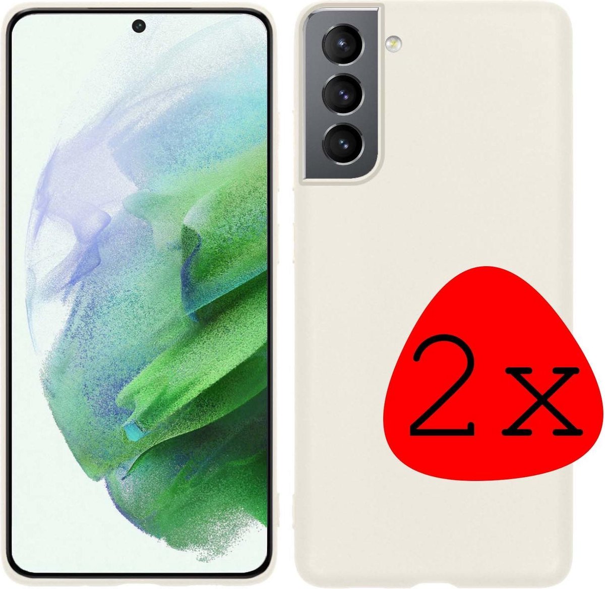 Hoesje 2 Stuks - Geschikt voor Samsung Galaxy S21 - Sterk & Shockproof - Case Siliconen - Back Cover - Telefoon Hoes - Wit