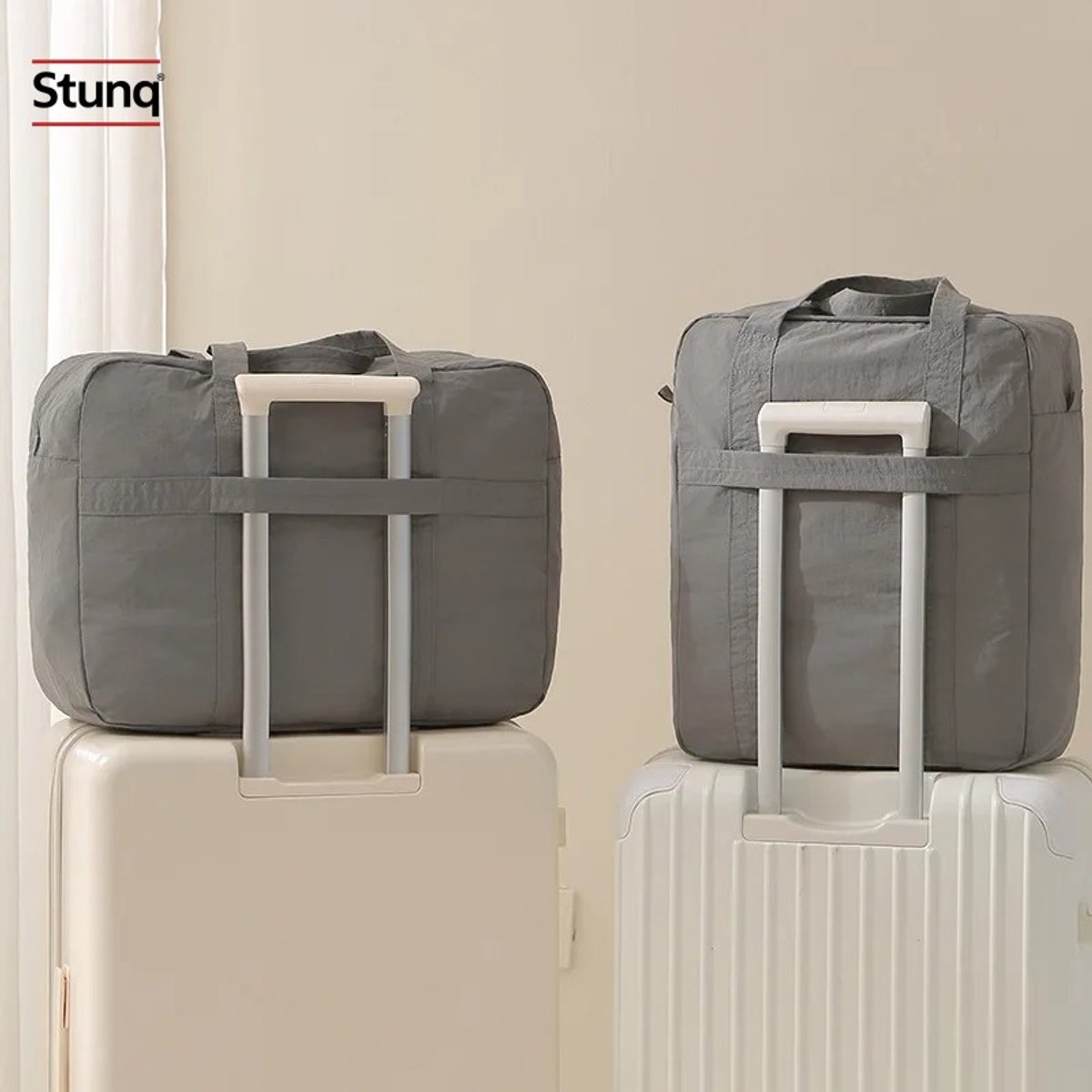 Stunq® Opvouwbare Reistas Grijs – Lichtgewicht, Grote Capaciteit, Nylon-achtig