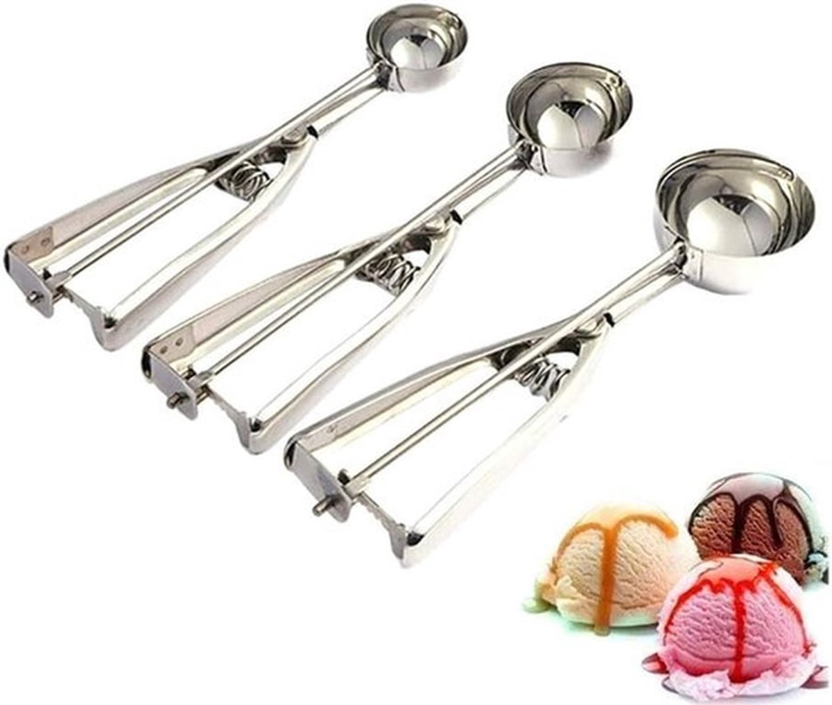 Set van 3 Cookie Scheppen voor Bakken, Ideaal voor Koekjes, IJs, Muffins en Gehaktballen