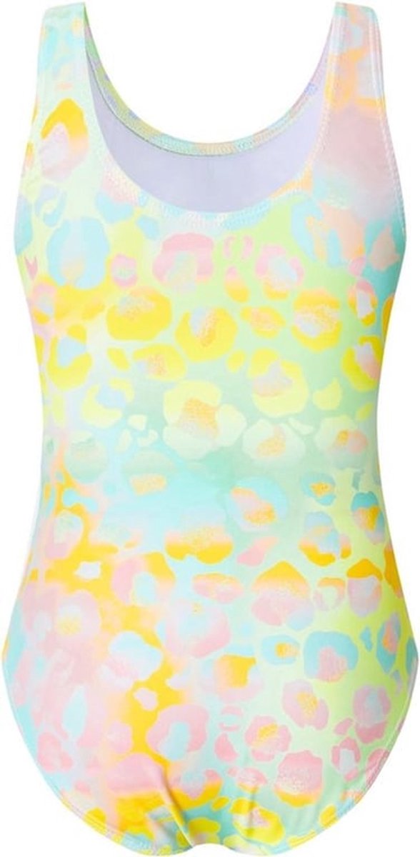 Meisjes Eendelig Zwemkostuum met Gradient Luipaardprint, Rimpel Taille en Mouwloos Ontwerp voor Kinderen van 6-13 Jaar, Perfect voor Zomer en Zwemles