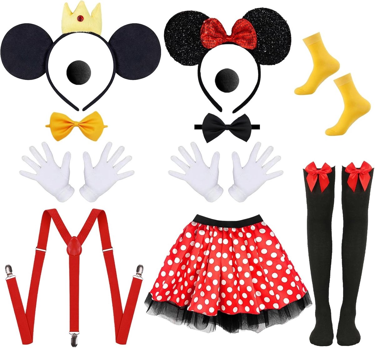Schattige Muizen Kostuum Set voor Carnaval, Feestkleding voor Volwassenen en Kinderen