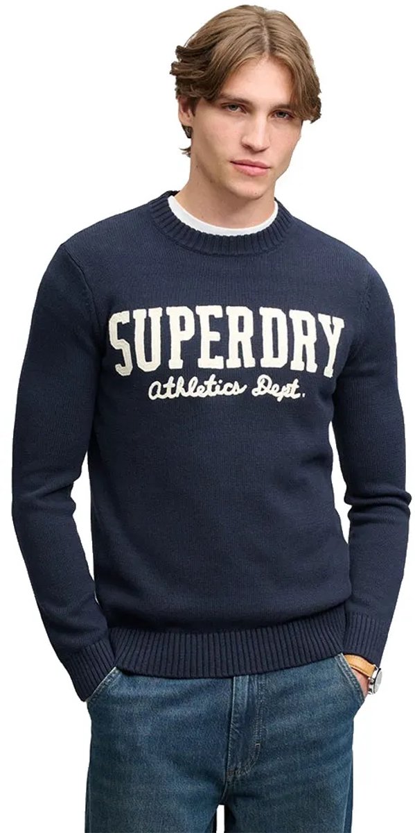 Superdry Applique Graphic Trui Heren Sweaters Marineblauw