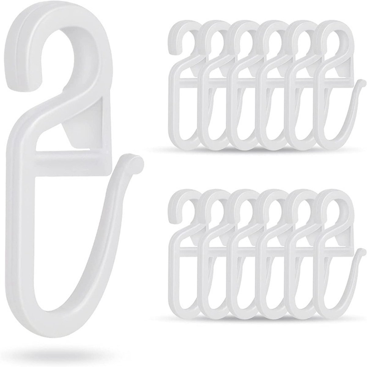 Transparant gordijn Ringhaken, 100 stuks gordijnhaken met 6 mm oogjes, plastic gordijnclips voor rails en gordijnroeden