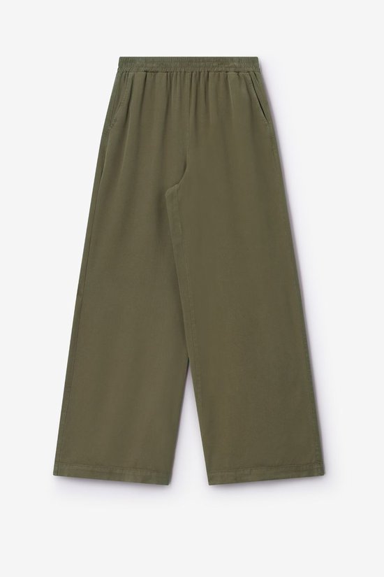 Donkergroene High Waist Wide Leg Broek