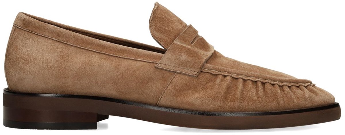 Manfield - Heren - Taupe suède crinkle loafers - Maat 43