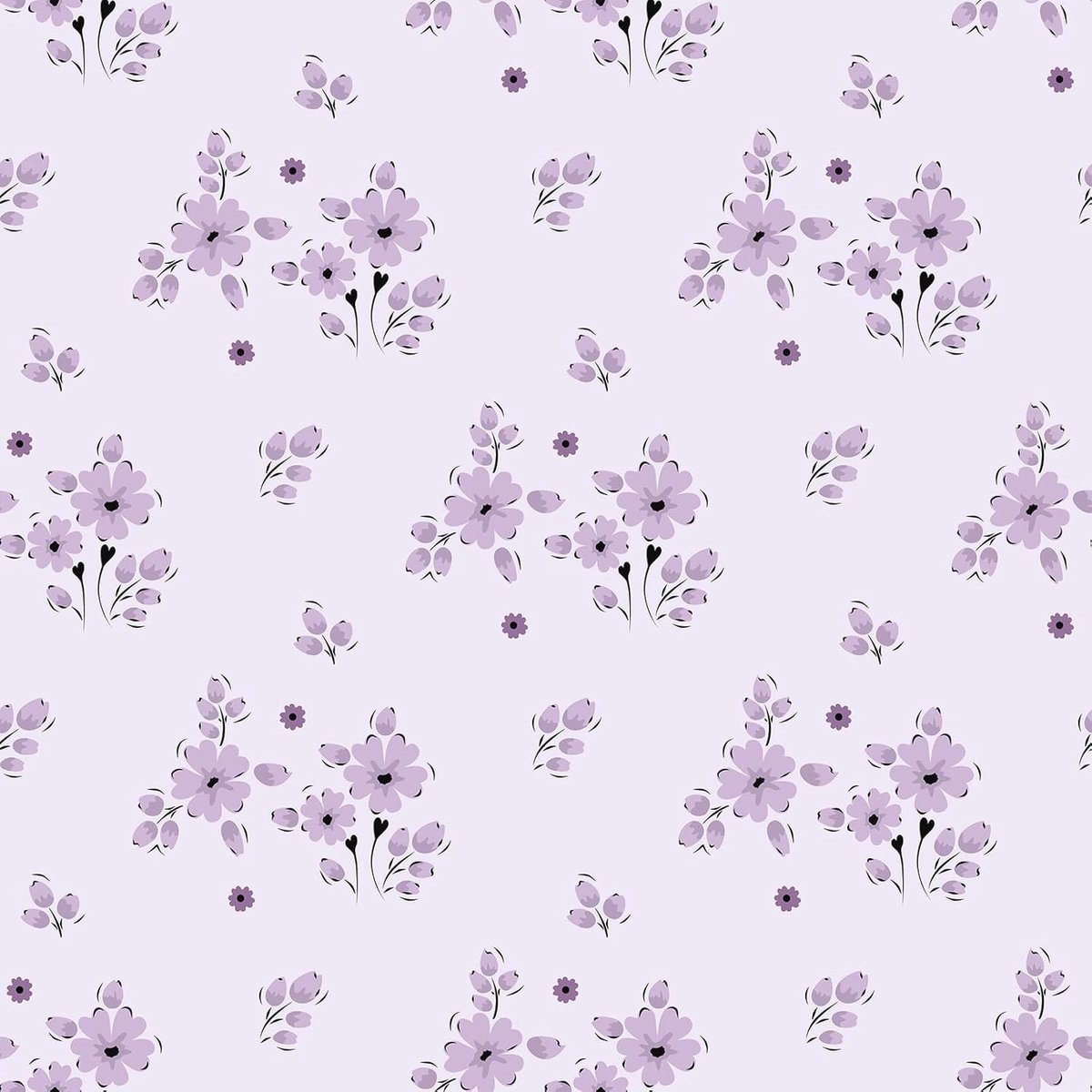 Zelfklevend Behang met Lila Bloemen - Verwijderbaar Vinyl voor Slaapkamer, Woonkamer en Meubels - 44.5cm x 200cm Decoratiepapier voor Meubels en Lades