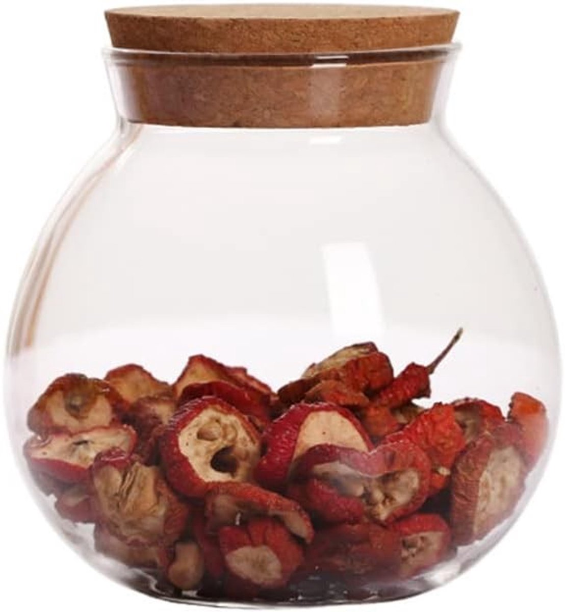 Ronde glazen pot van 500 ml met kurken deksel, perfect voor koekjes, kruiden, thee en muesli opslag