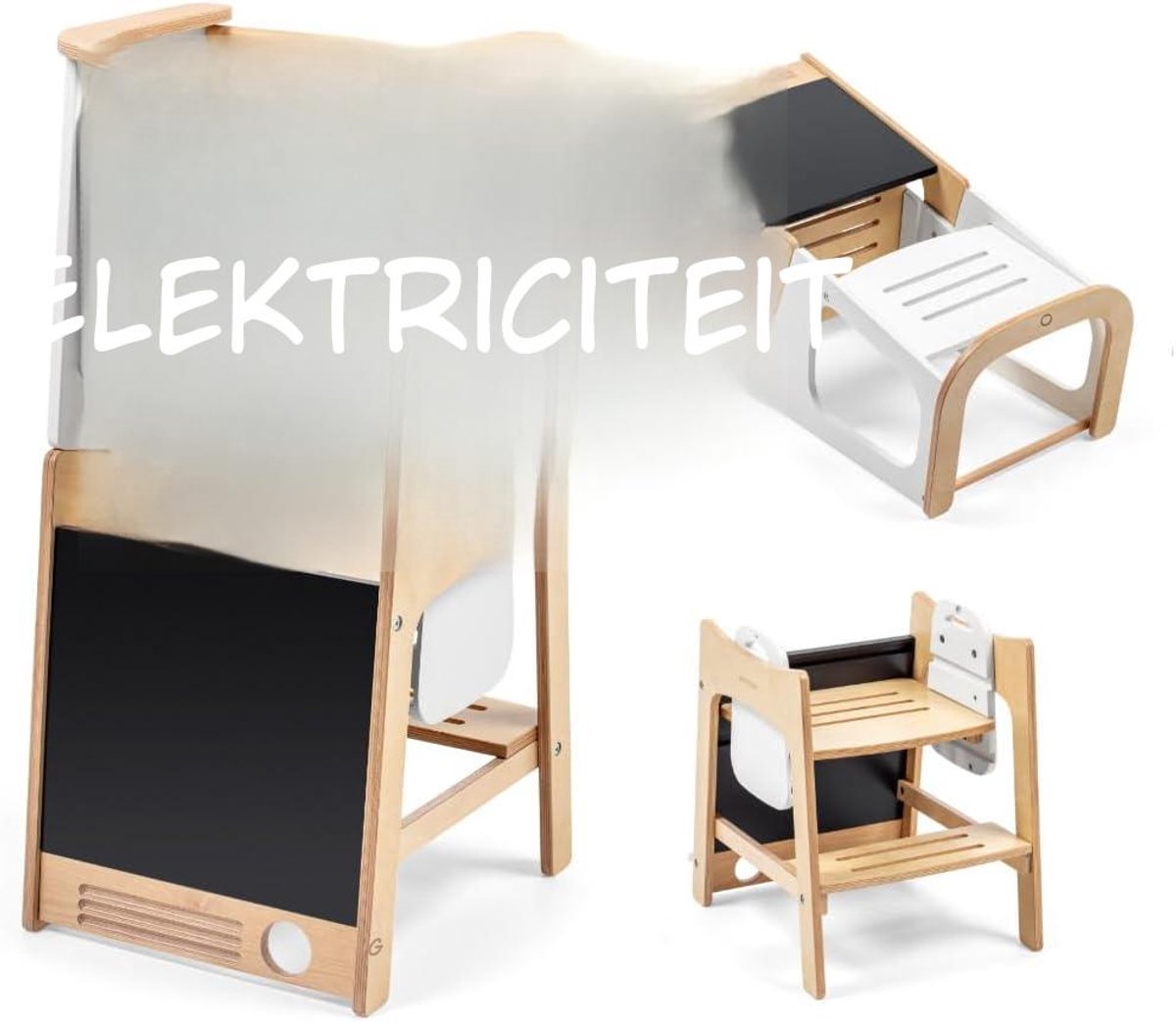 Kavora Leertoren - 3-in-1 Leertoren - Montessori-Leertoren - Bruin/Wit - 46cm x 43cm x 91cm
