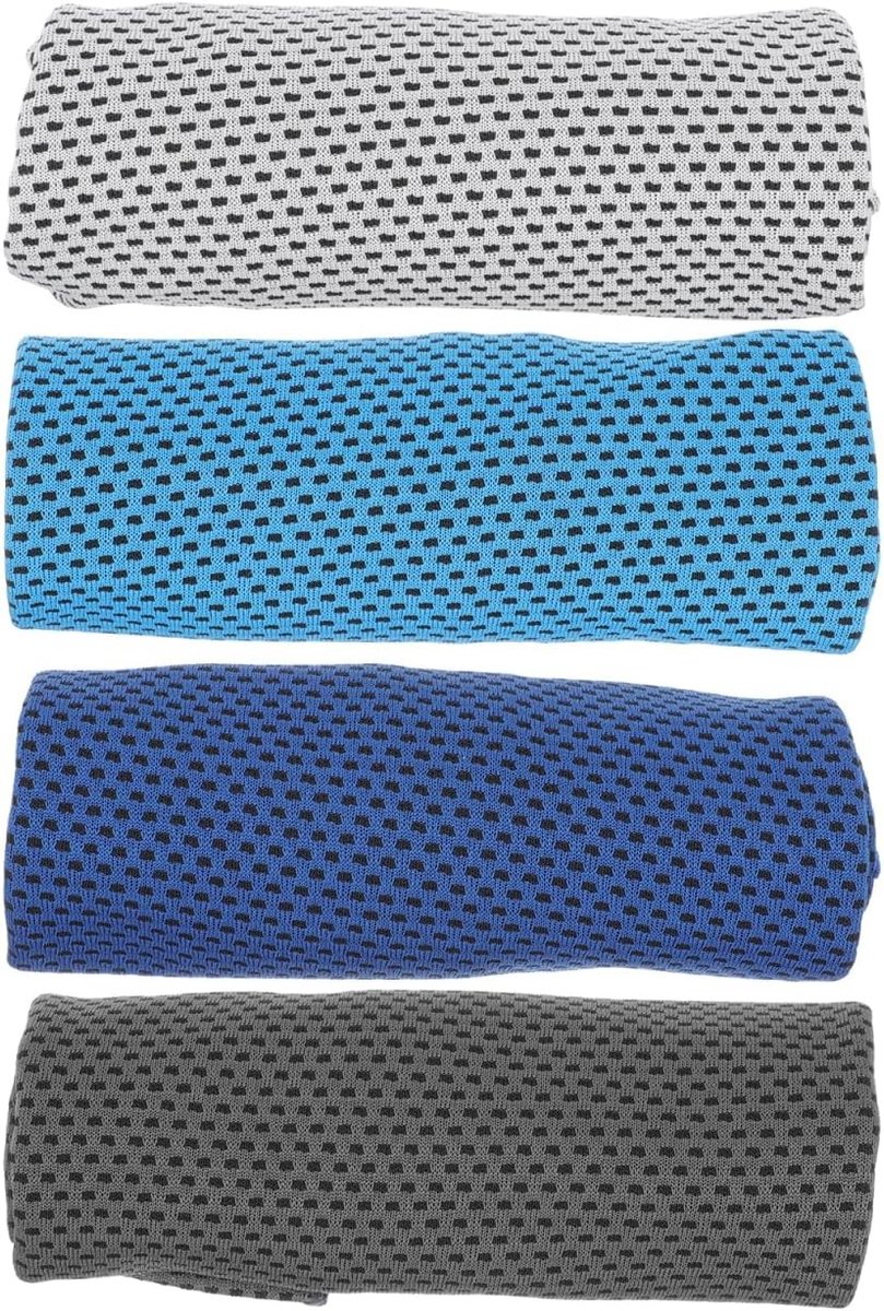 Set van 4 sneldrogende sporthanddoeken van huidvriendelijk polyester, ideaal voor yoga, fitness en outdooractiviteiten, 30 x 100 cm