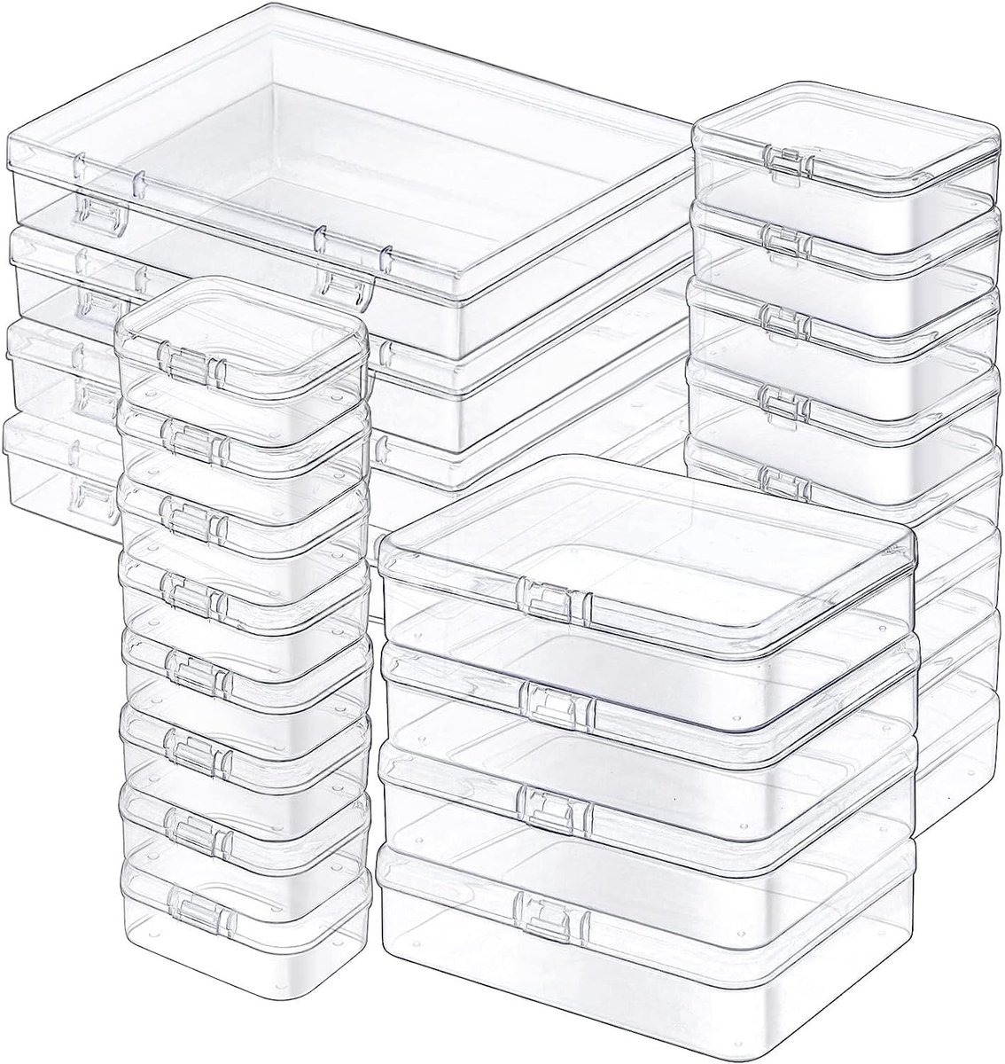 Opbergdoosjes met deksel - Transparant - 24 stuks per set - PP Kunststof - Voor Kleine Onderdelen en Sieraden