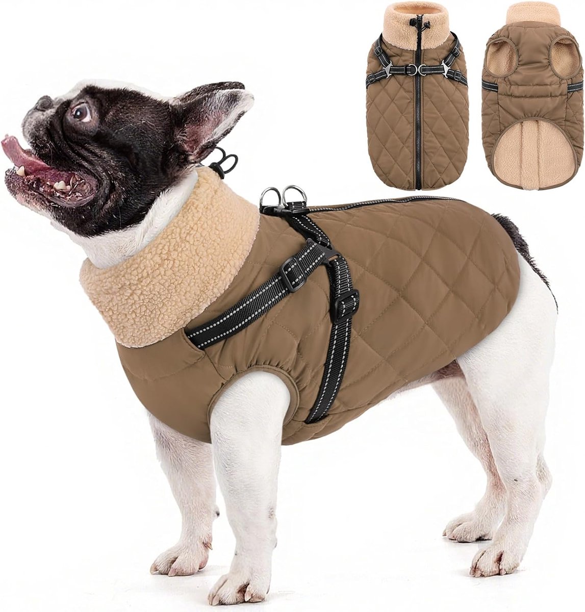 Hondentuig - Maat L - Fleece - Waterdicht - Gevoerd - Bruin