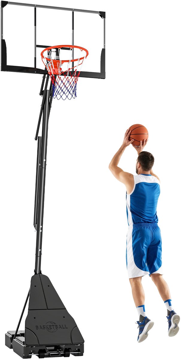 SPORTNOW Basketbalstandaard-Staal, PE, PC-120L x 120B x 305H cm-Zwart