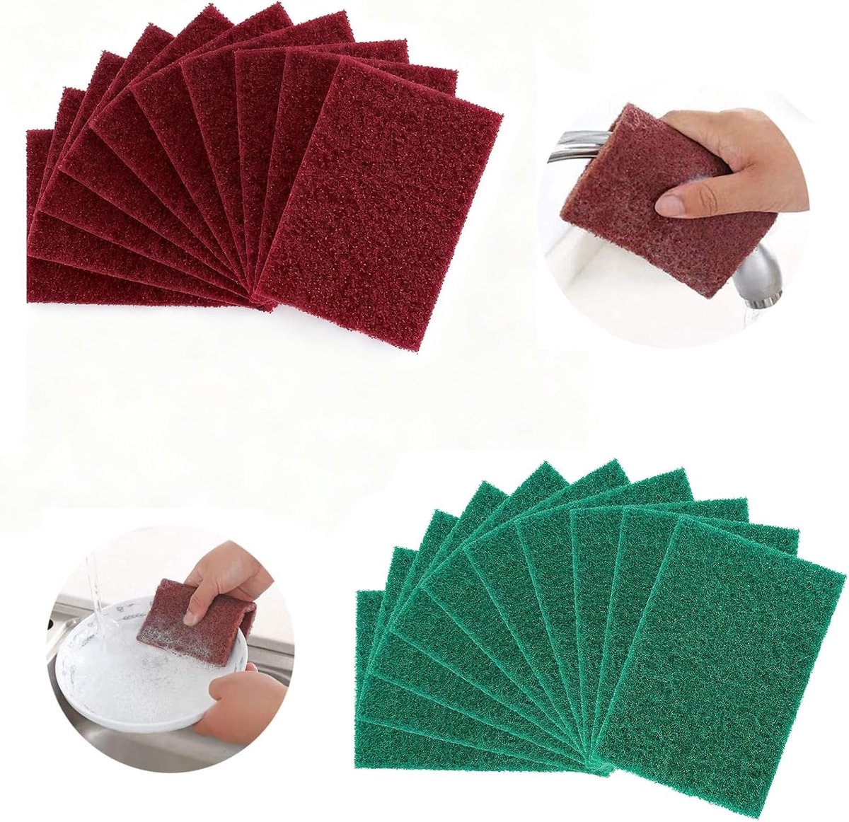 Set van 20 Schuurpads voor Effectieve Schoonmaak van Keuken, Gootsteen en Kom - Ideaal voor Hardnekkig Vuil en Vetten