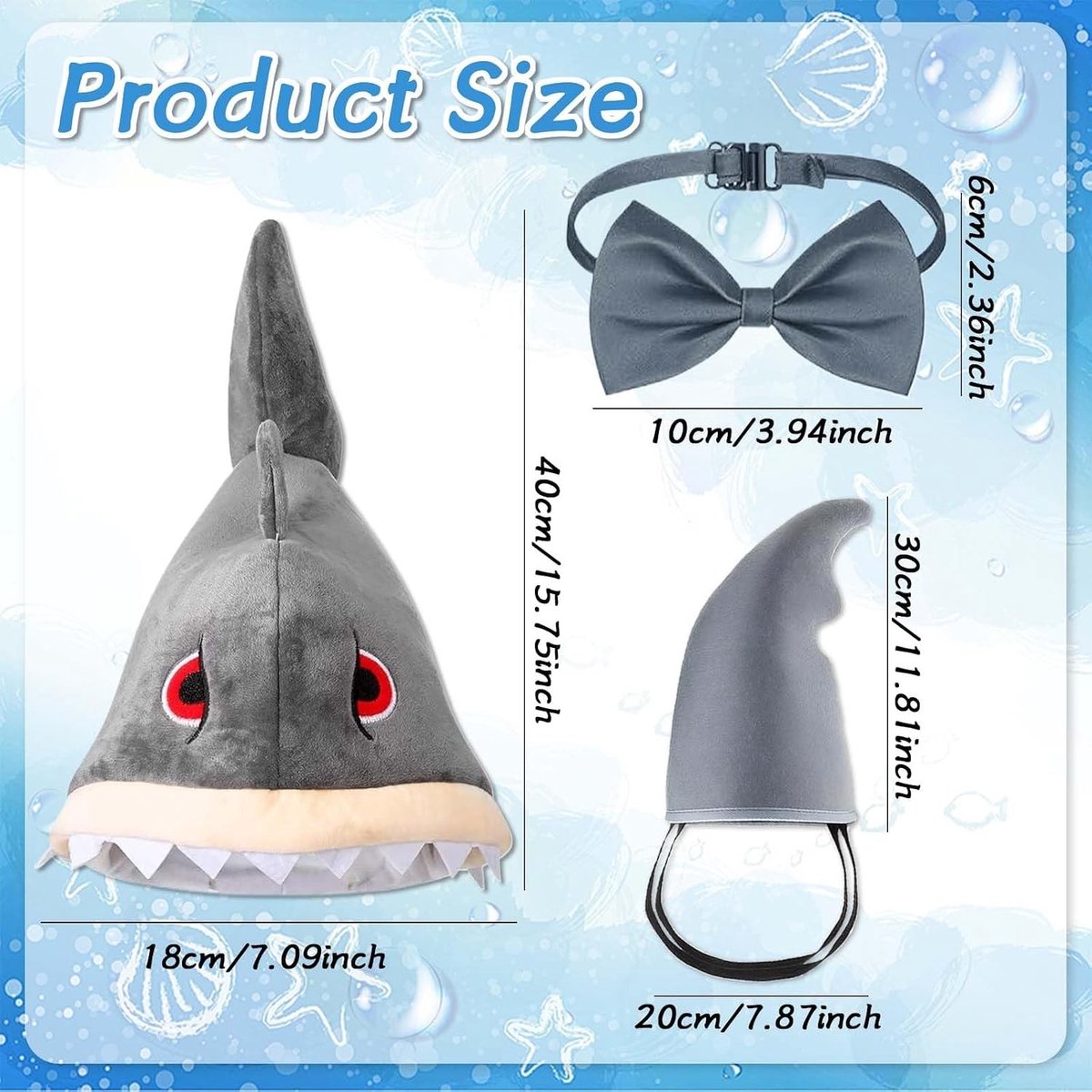 Grappige Haai Hoedenset voor Kinderen en Volwassenen - Unieke Kostuumaccessoires voor Carnaval en Halloween, Perfect voor Feestjes en Visserij