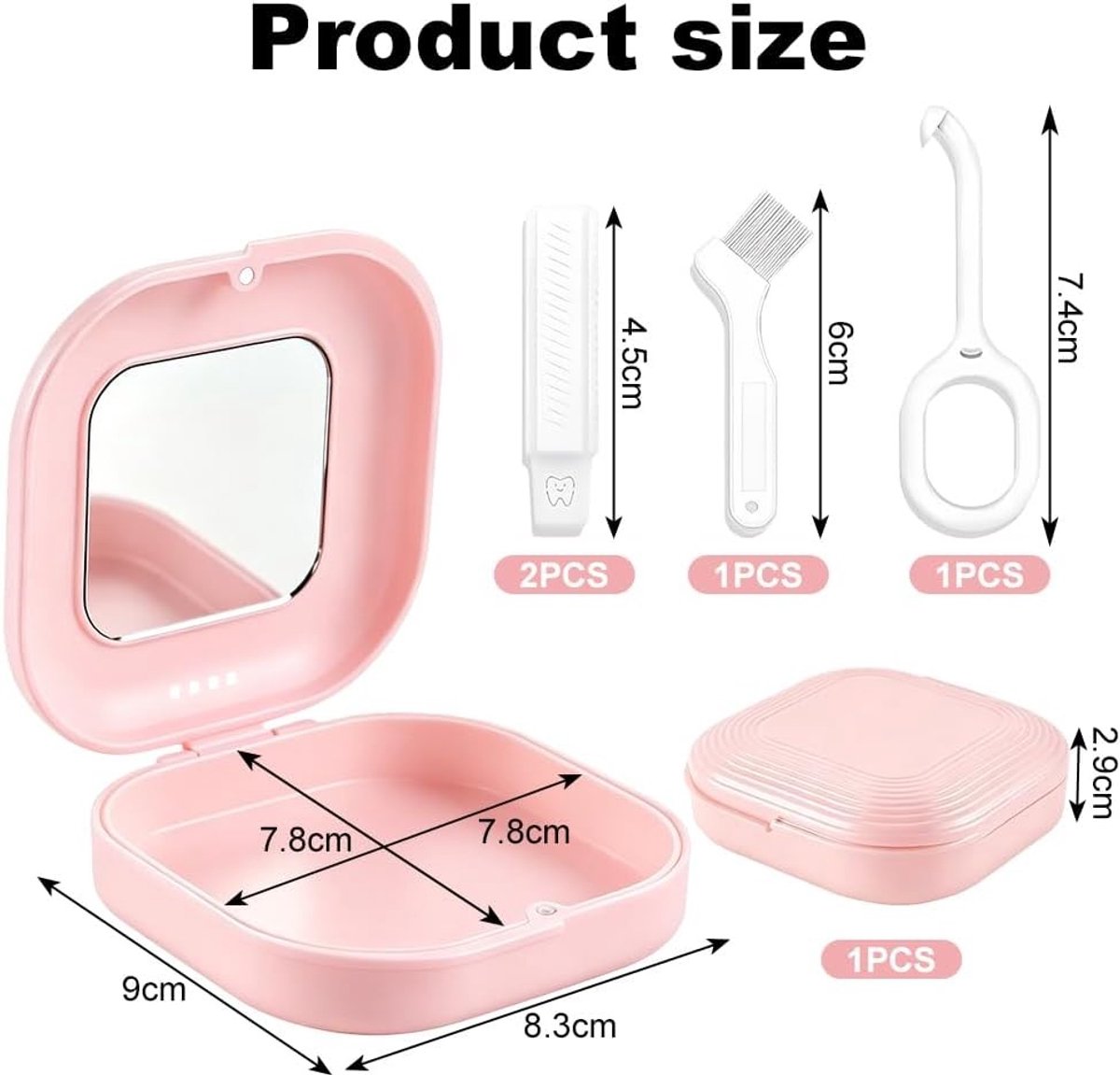 Tandheelkundige Gootdoos - Roze - 9 x 8,3 x 2,9 cm - Duurzaam en Compact - Voor Kunstgebitten en Beugels