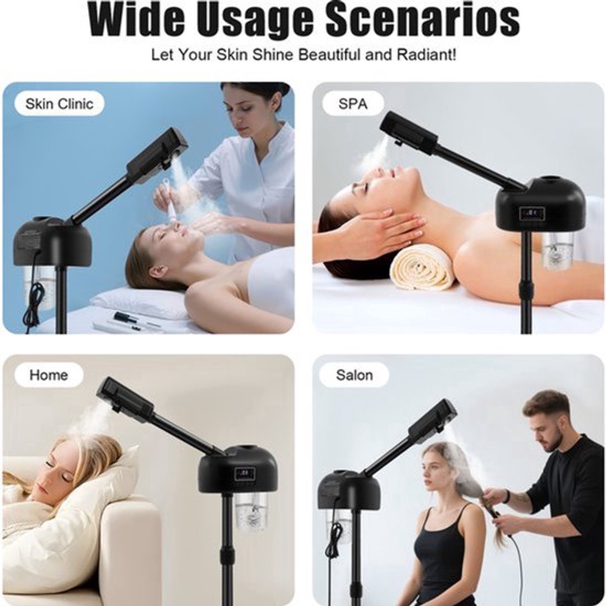 Gezichtsstomer Staand - 600 ml Waterreservoir - 750 W Vermogen - Elektrisch - Voor Huidverzorging En Spa