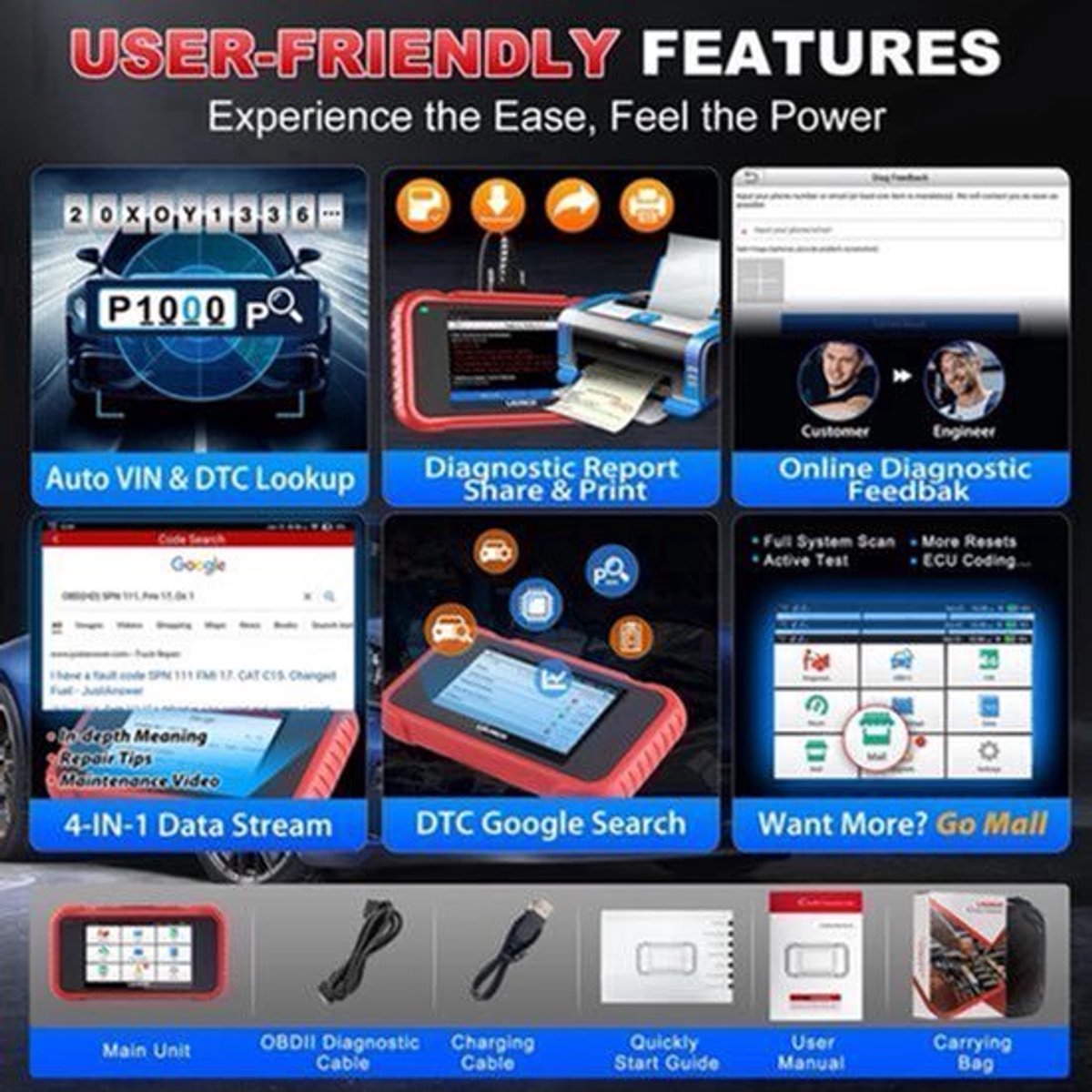OBD2 Scanner – Autodiagnose – Foutcode Lezer – Uitleesapparaat – Diagnose Tool – 4-Systeem Diagnose – Touchscreen Display