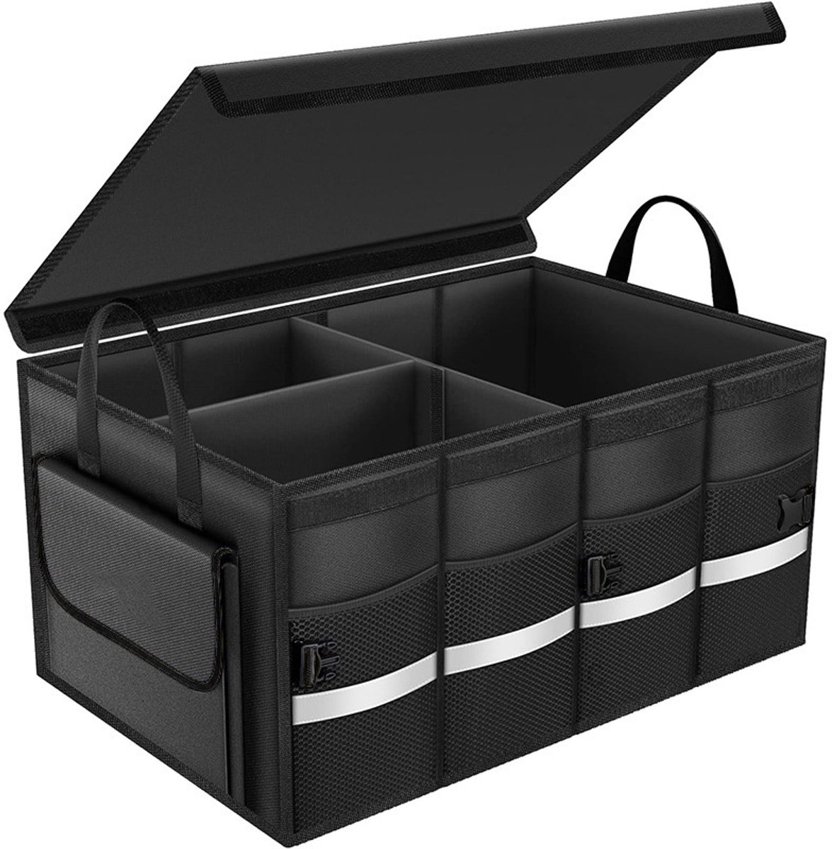55L kofferbakorganizer, draagvermogen 30 kg, waterdicht, meerdere compartimenten met opvouwbaar deksel en reflecterende strip voor SUV's en trucks