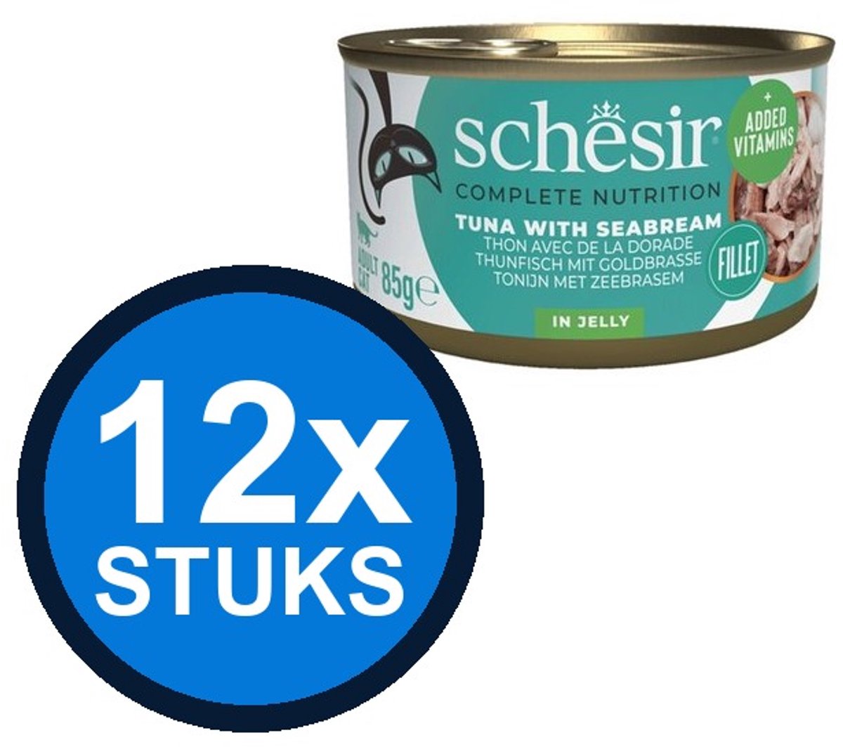12x Schesir - Tonijn & Zeebrasem in Gelei - Kattenvoer Natvoer - 85g