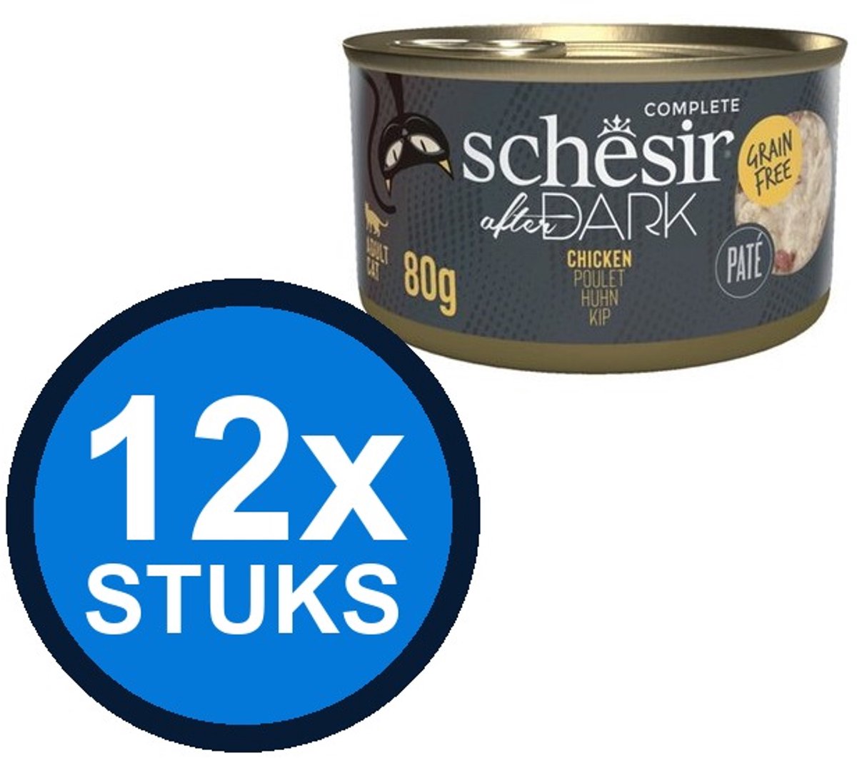 12x Schesir After Dark - Kip Paté - Kattenvoer Natvoer - 80g