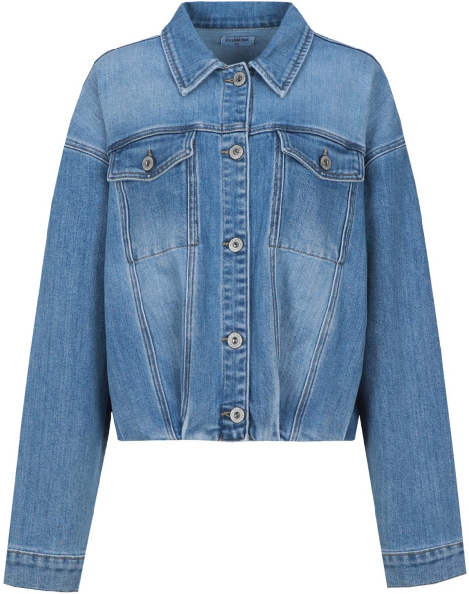 Fluresk Jas Mena Jacket 26nnf02 903 Denim Mid Blue Dames Maat - 34