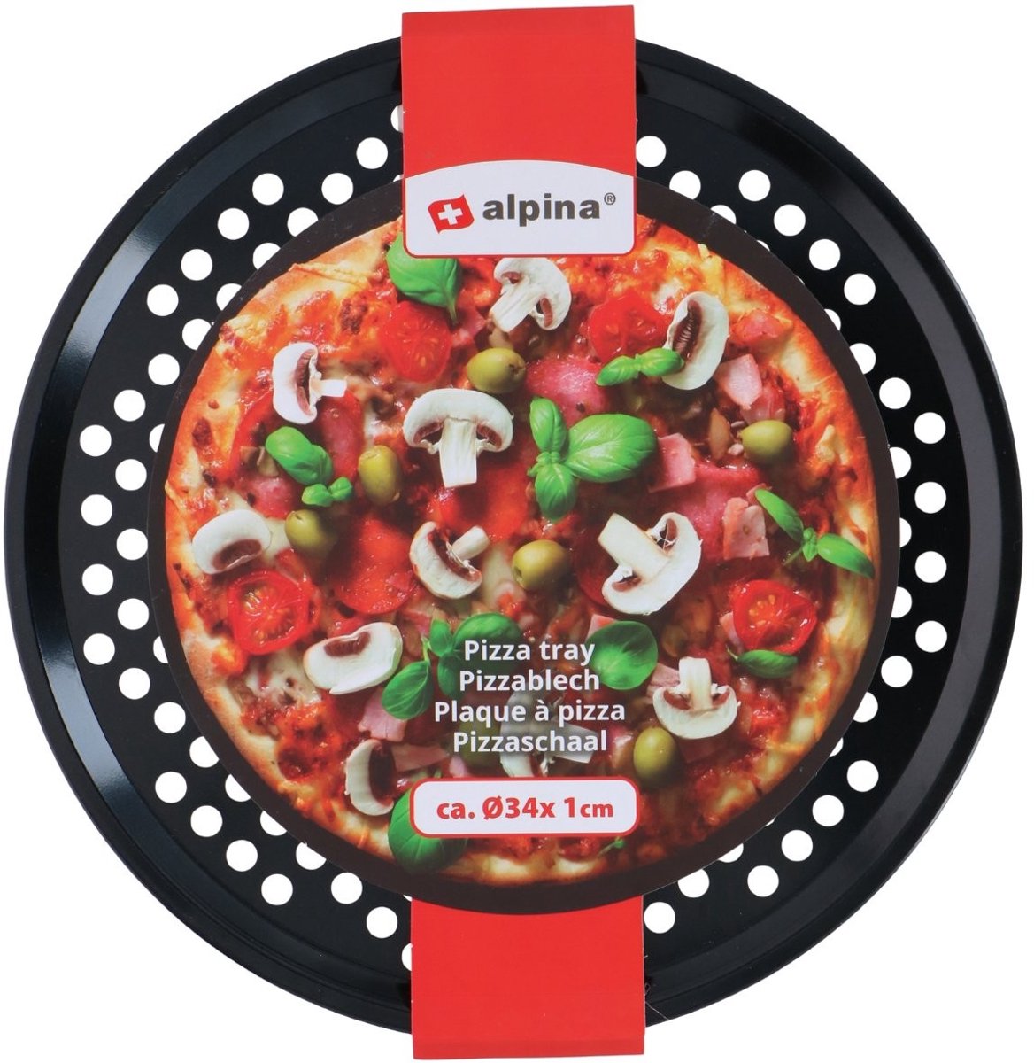Alpina Pizzaplaat Ø34 cm – Pizzaplaat Voor Oven met Gaatjes – Hittebestendig tot 230°C – Antiaanbaklaag – Plaat Voor Pizza – Vaatwasserbestendig – foto 5