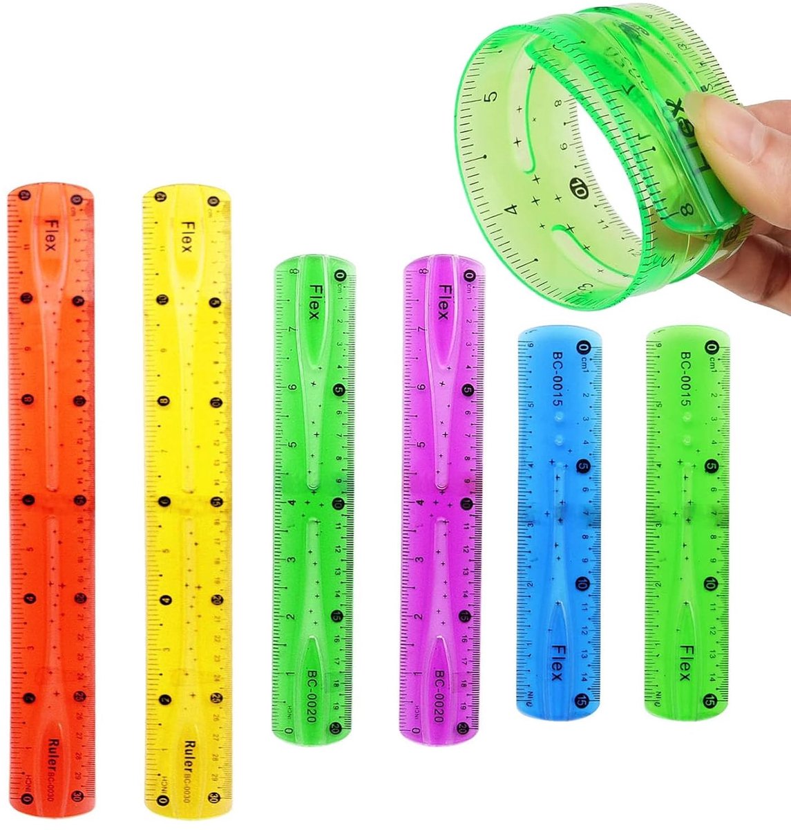 Flexibele en Transparante Liniaal Set van 6 Stuks - Ideaal voor School, Kantoor en Creatieve Projecten - Verkrijgbaar in 15 cm, 20 cm en 30 cm