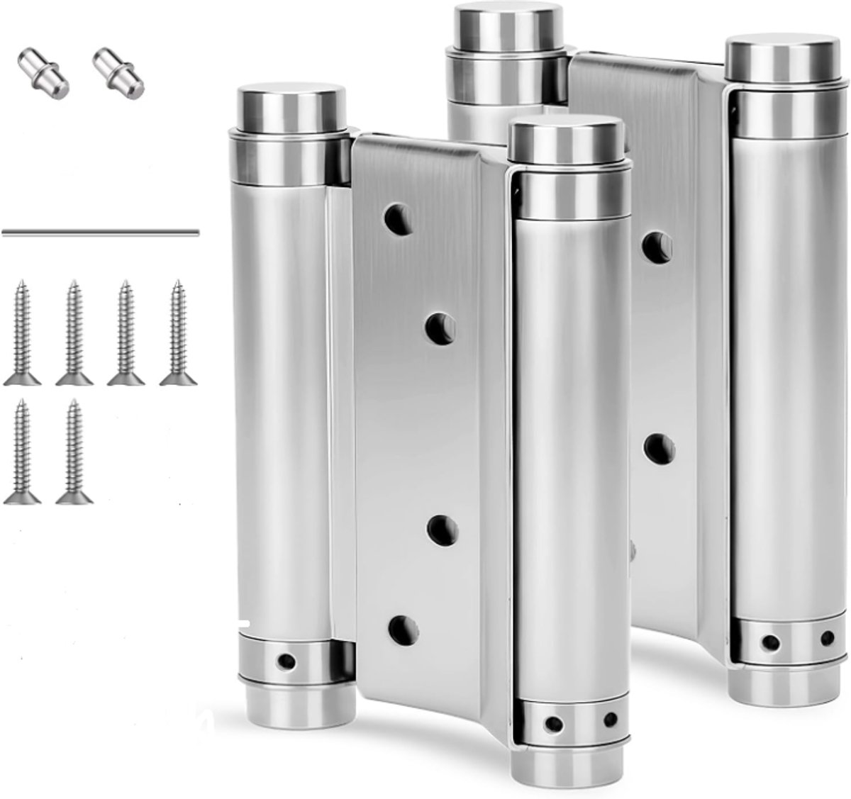 1 paar (2 stuks) zware deurscharnieren, roestvrijstalen veerscharnieren, scharnieren voor stangdeuren, draaideurscharnieren (100 mm) voor dubbele deuren van bars, cafés en pubs.