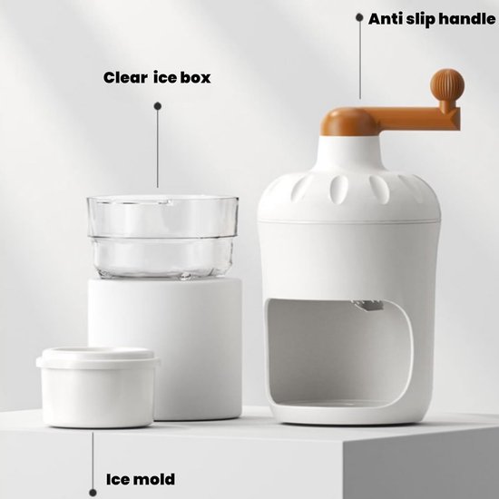 Handbediende ijscrushermachine, draagbare handmatige ijsschaaf met roestvrijstalen mes en schaal for thuiscommerciële cocktails en smoothies — afbeelding 4