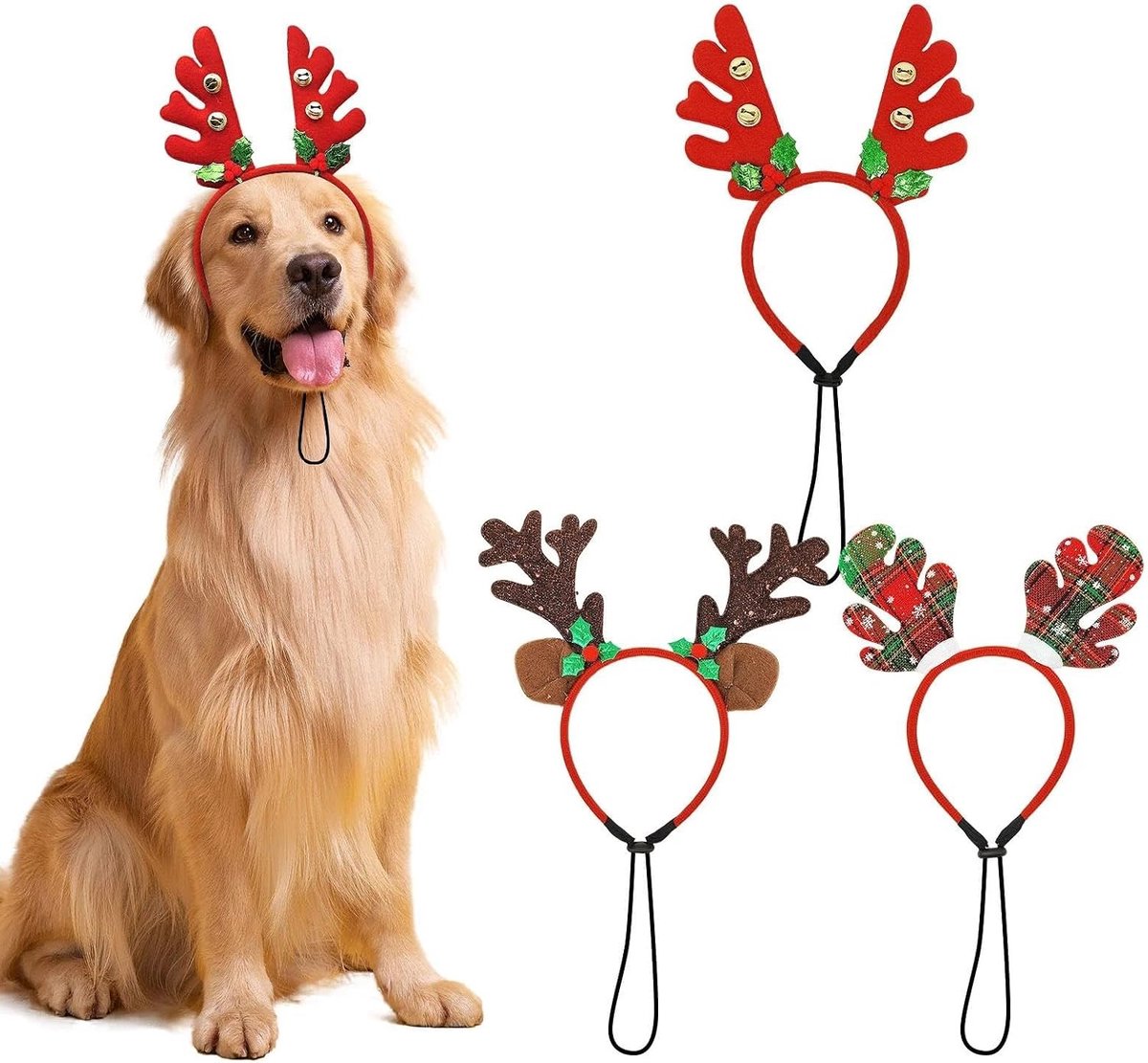 Kerst Honden Hoofdband met Rendier Antlers voor Honden - Feestelijke Pet Kostuum Accessoire voor de Kerstperiode