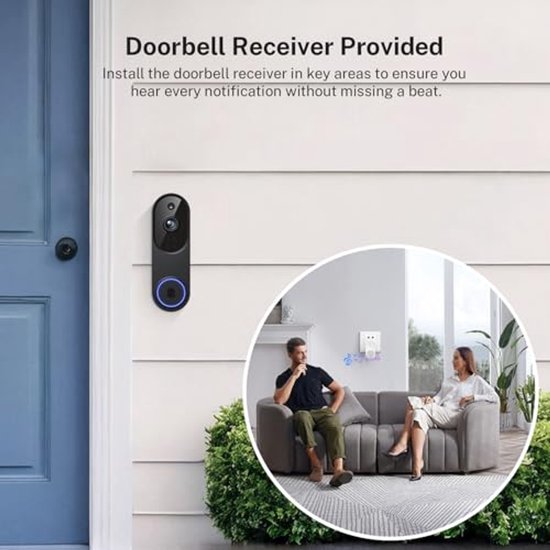 Deurbel draadloos - Videodeurbel - Slimme Deurbel - Deurbellen met camera - WiFi Deurbelcamera - Draadloze Videodeurbel met USB Gong - Voor Huis, Appartement en Kantoor - Betrouwbare huisbeveiliging - Zwart — afbeelding 5