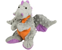 goDog Bubble pluche draken piepend hondenspeelgoed, kauwbeschermingstechnologie - grijs, groot - ShopVlot