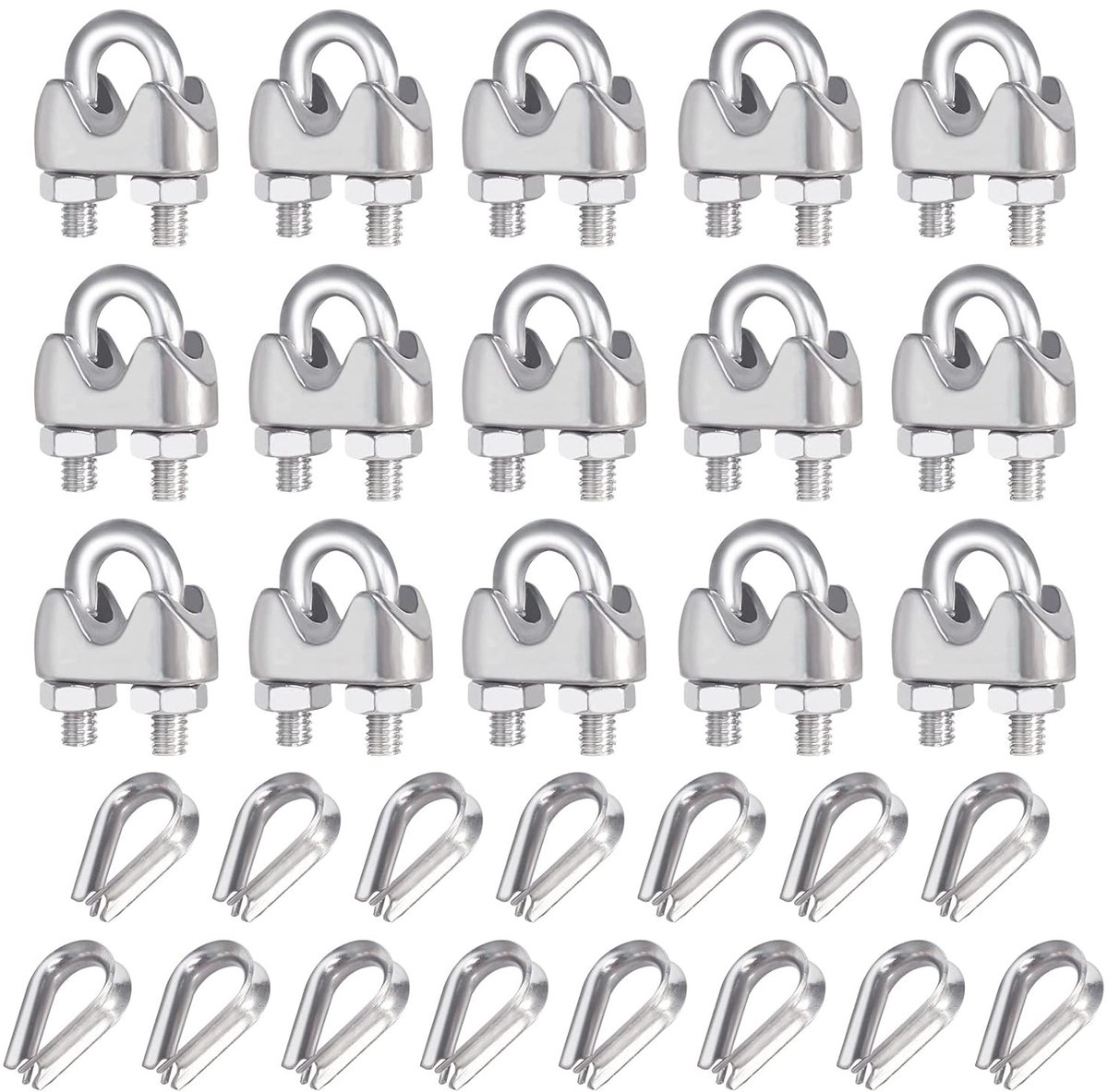 15 Stuks RVS Klemmen voor Kabels en Draad - M3 U-Bolt Klemmen voor Draad en Touw