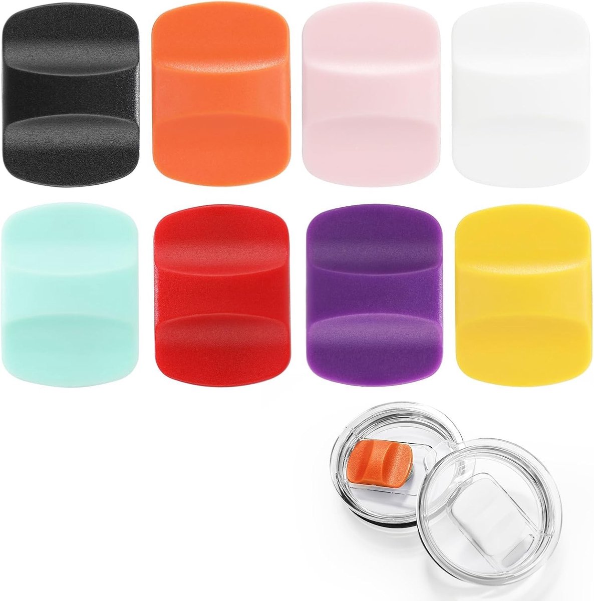 8 Stuks Magnetische Slider Vervangingen voor Tumbler Deksel, Kleurrijke Push-Block Covers Geschikt voor 10, 16, 20, 30 en 76 oz Tumblers, Ideaal voor Reizen en Dagelijks Gebruik