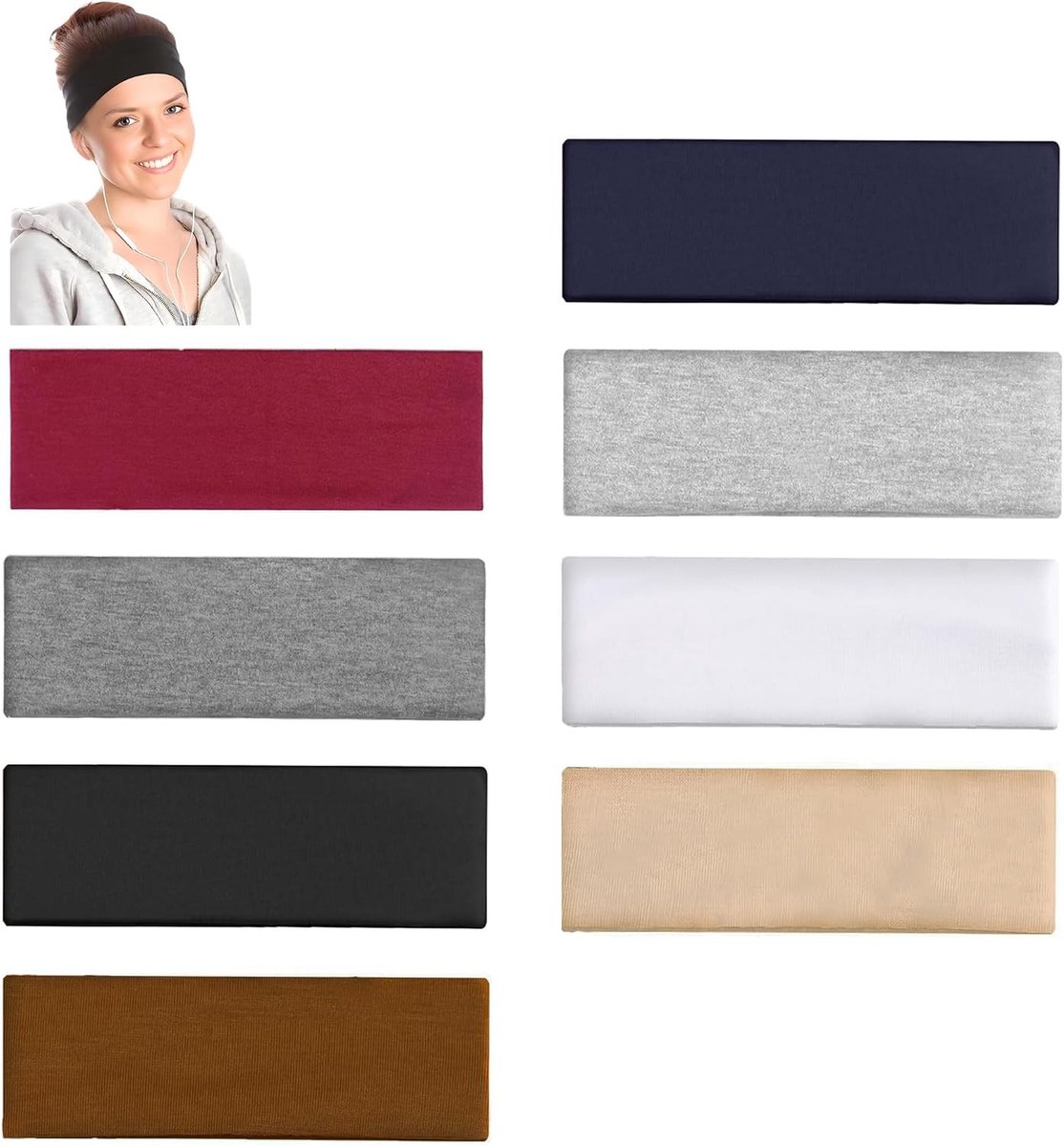 Set van 8 Sportieve Haarbanden voor Dames en Heren - Antislip, Elastisch, Geschikt voor Yoga, Workout en Fitness Activiteiten