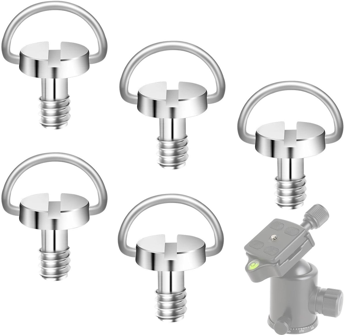 RVS 1/4 Inch Schroeven voor Statief, 5 Stuks, Camera Bevestigingsschroeven, Statiefadapter voor Snelle Ontgrendeling en Statiefkoppen
