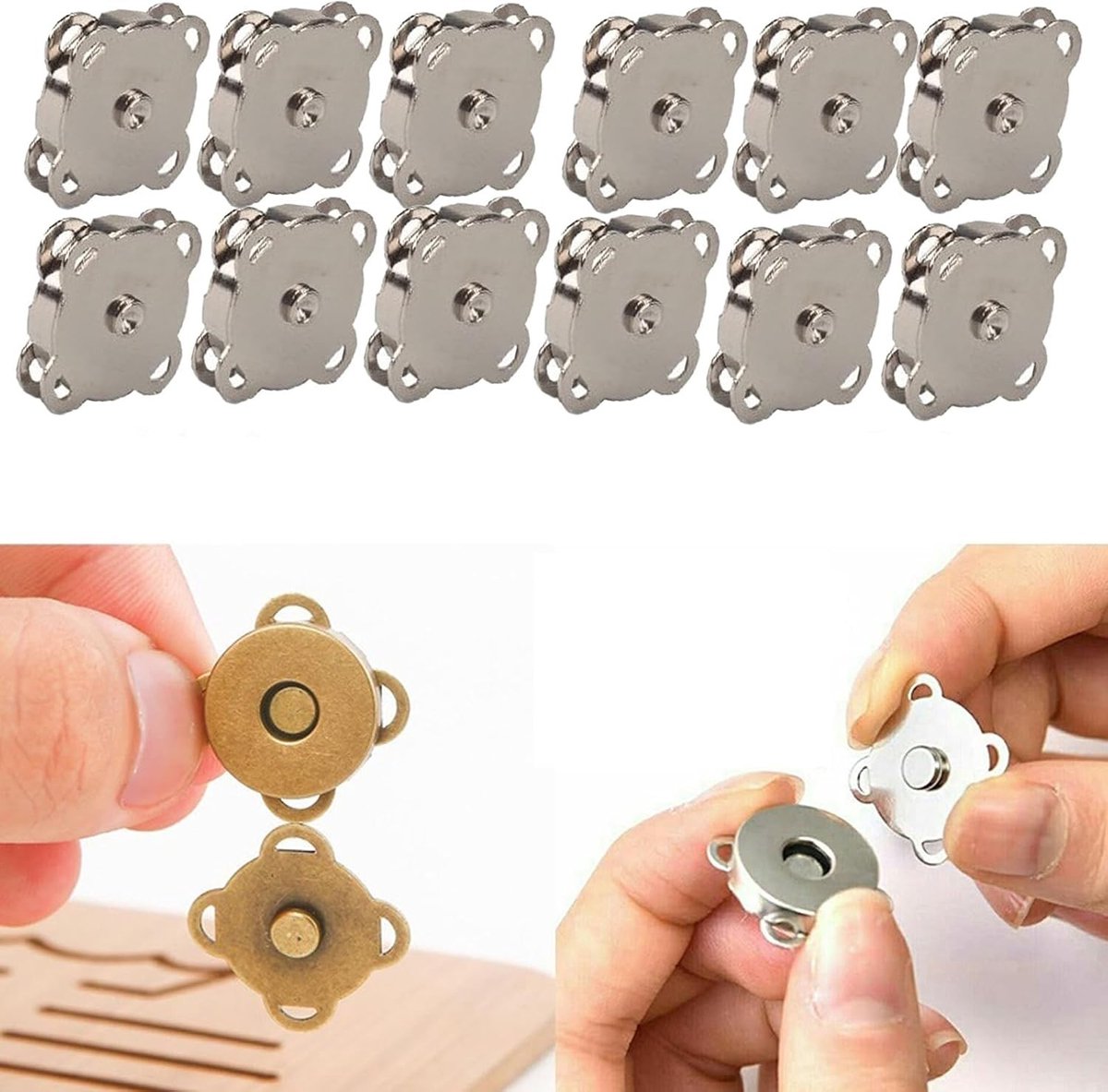 Set van 15 Magnetische Knopen 14 mm voor Kleding, Handtassen en DIY Projecten - Ideaal voor Breiwerk en Portemonnees (Zilver)