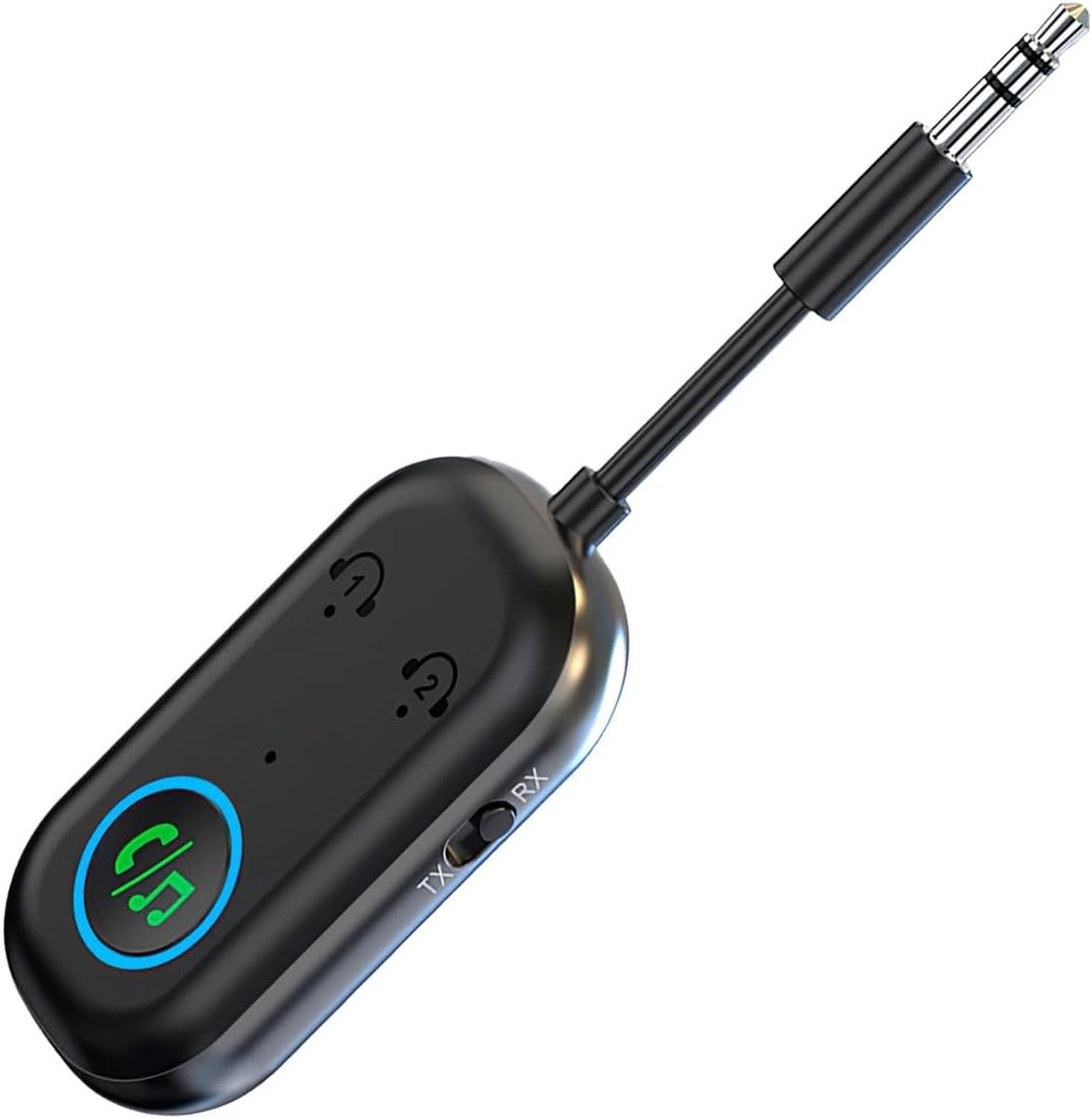 Bluetooth 5.4 Adapter Transmitter en Receiver, 2-in-1 voor Hoofdtelefoons en Audio Systemen, Draadloze Geluidsverbinding