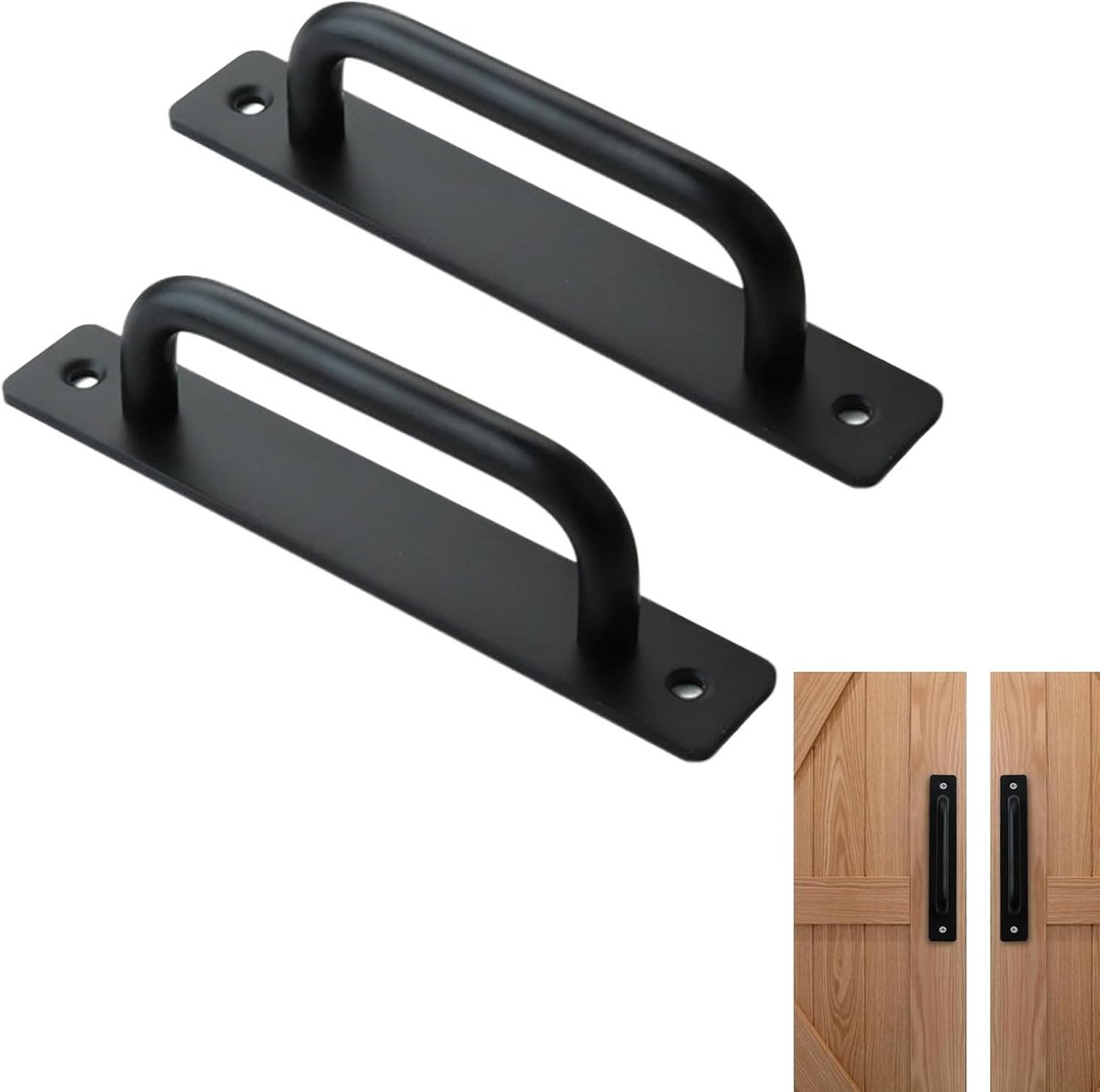 Zwarte Deurgrepen Set van 2, Geschikt voor Schuifdeuren, Kastdeuren en Staldeuren, Duurzaam Aluminium Alloy