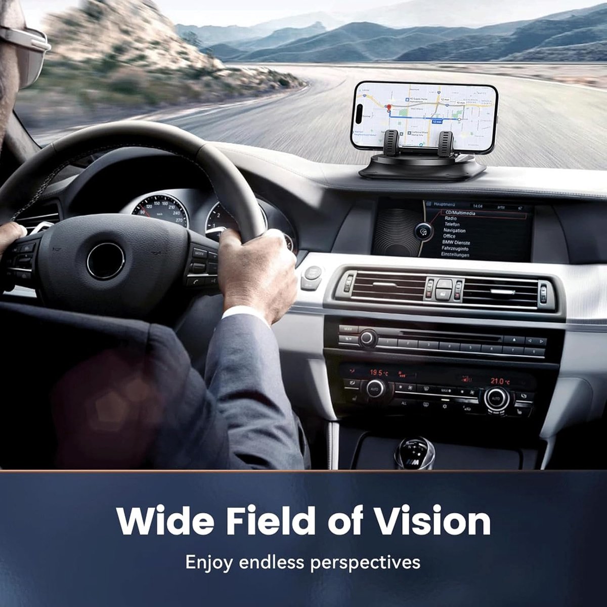 Autotelefoonhouder met 360 graden draaibare functie, universeel geschikt voor de meeste auto's, SUV's en vrachtwagens.