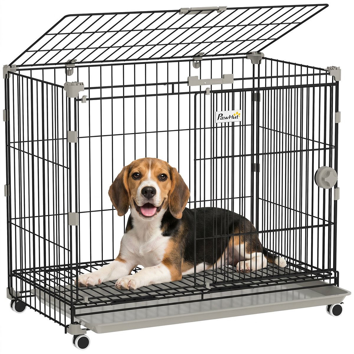PawHut Hondenbench - Metaal, PP - 75,5 x 46 x 64,5 cm - Zwart