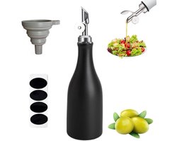 Olijfolie en Azijn Dispenser Set van Keramiek, 300ml Fles met Trechter en Etiketten voor Koken en Tafelen