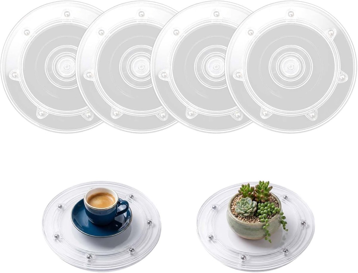 Draaiplateau met 360 graden rotatie, 150 mm diameter, acryl, transparant, ideaal voor planten, laptops en monitors
