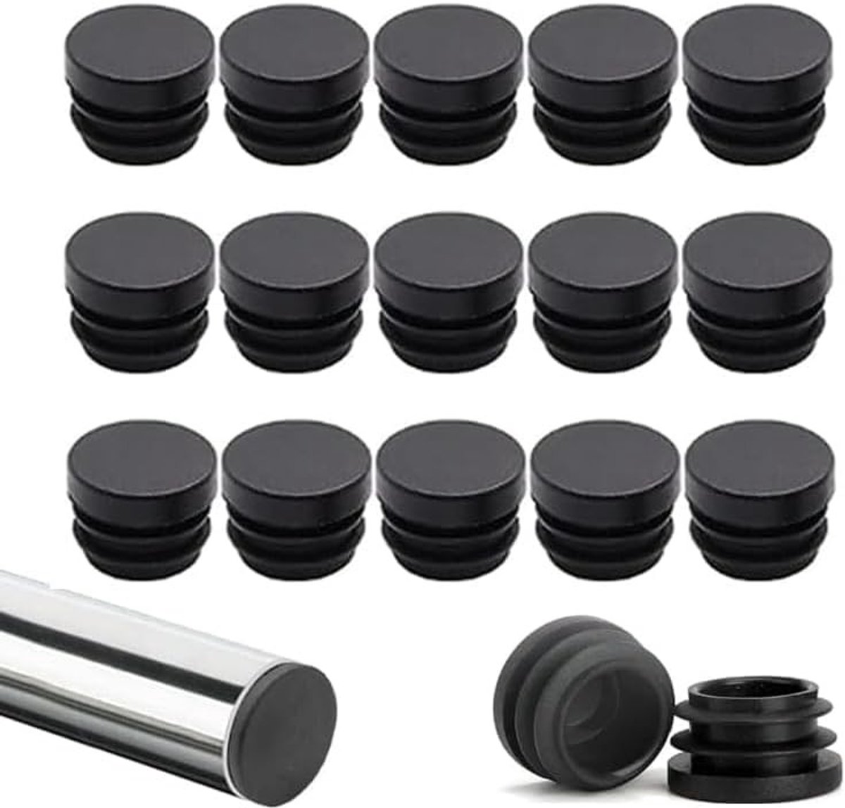 Set van 40 ronde slat stops van 16 mm, plastic eindkappen, buiskappen en legbeschermers voor optimale bescherming van meubels en tubes